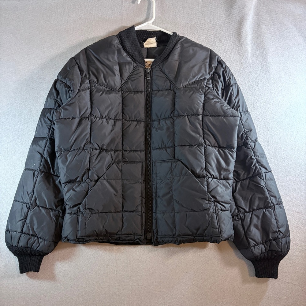 Vintage Walls Blizzard Pruf Quilted Puffer Bomber Jacket Black Large Tall USA